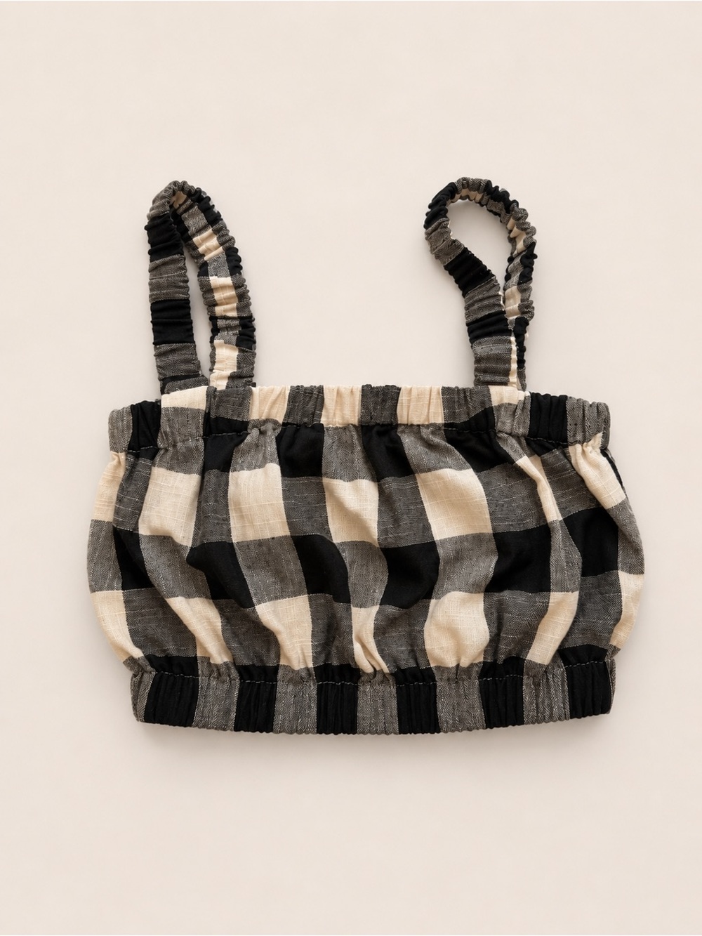 Black and Cream Checkered Crop Top